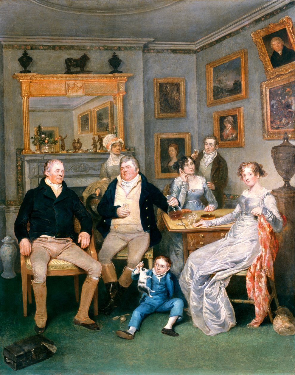 Rodinná scéna v domácím interiéru, cca 1815-20 od English School