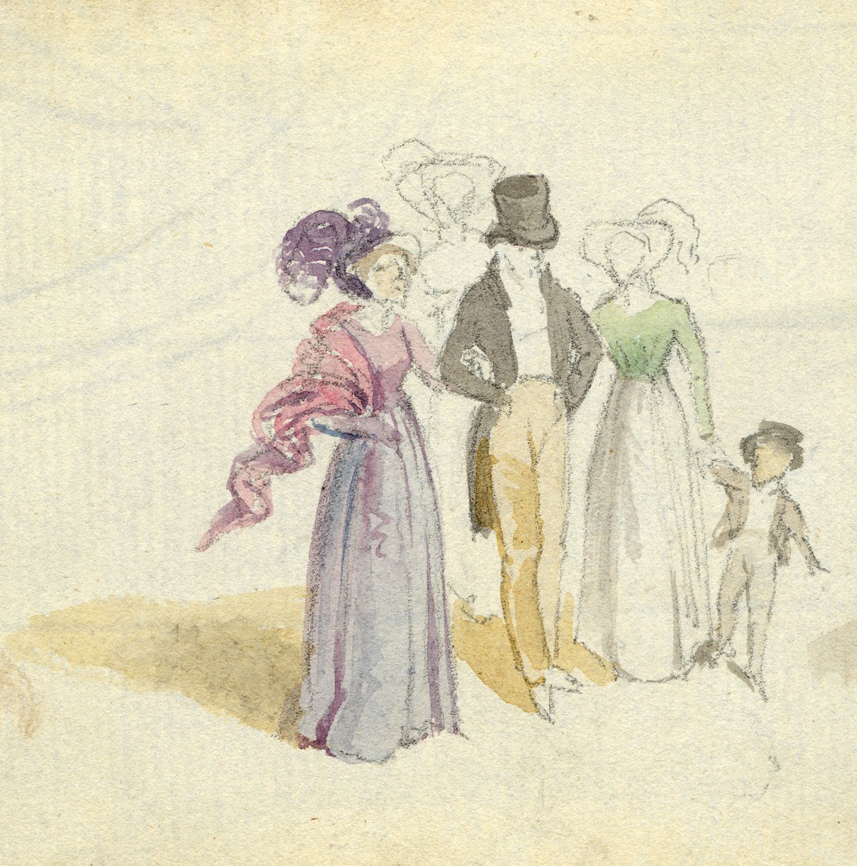 Rodinná procházka, asi 1825 (čb na papíře) od English School