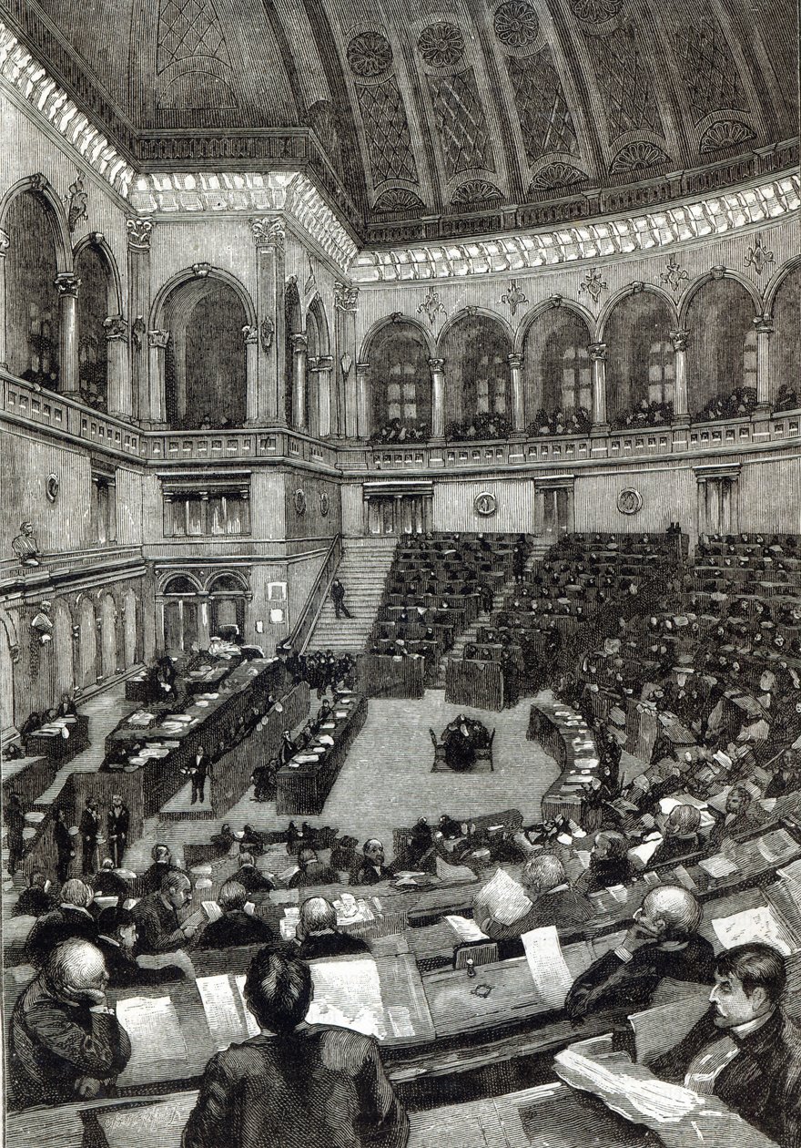 Noční zasedání v italské Poslanecké sněmovně z „Hodiny volného času“, 1891 od English School