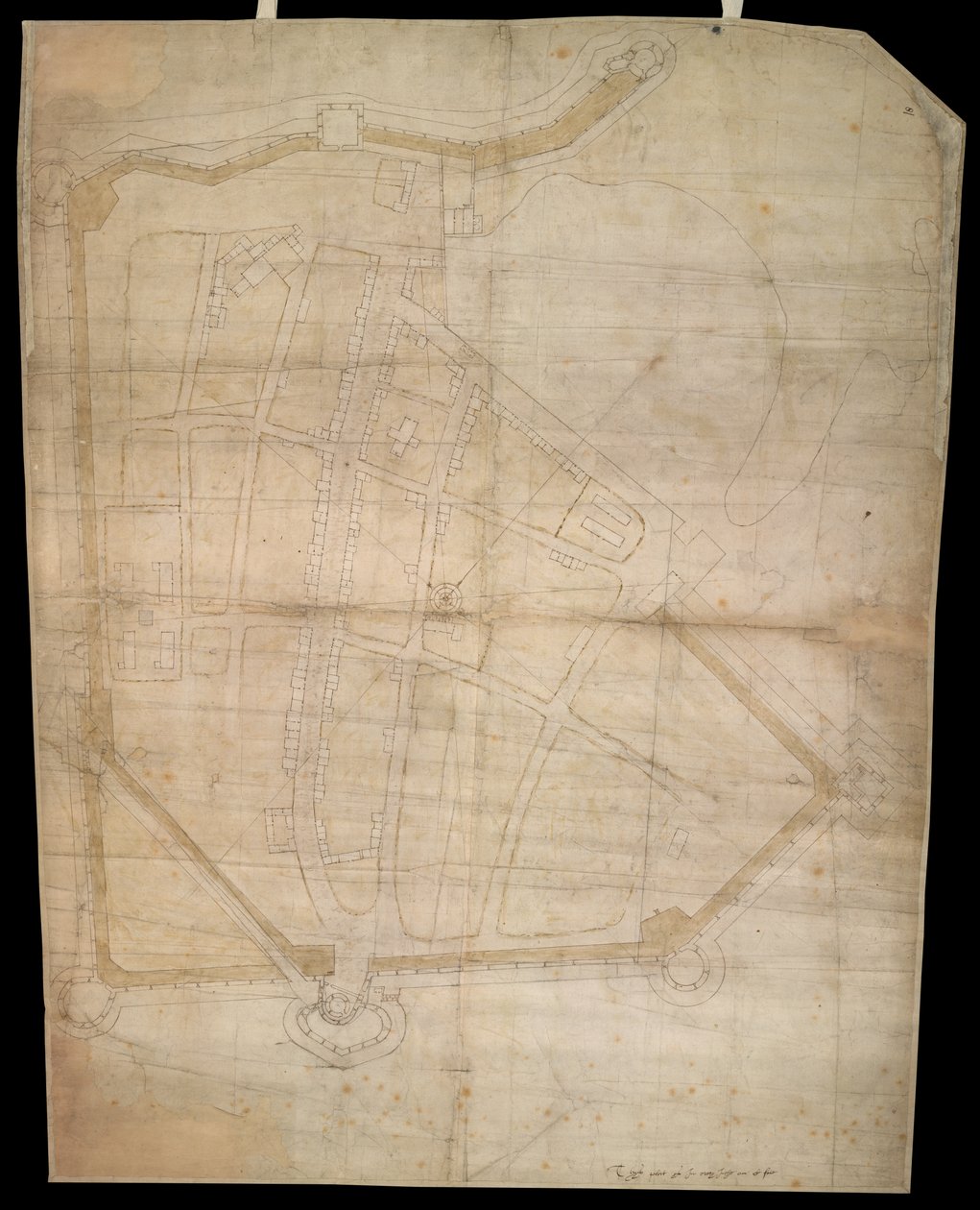 Plán opevnění města Portsmouth, asi 1545-1546 od English School