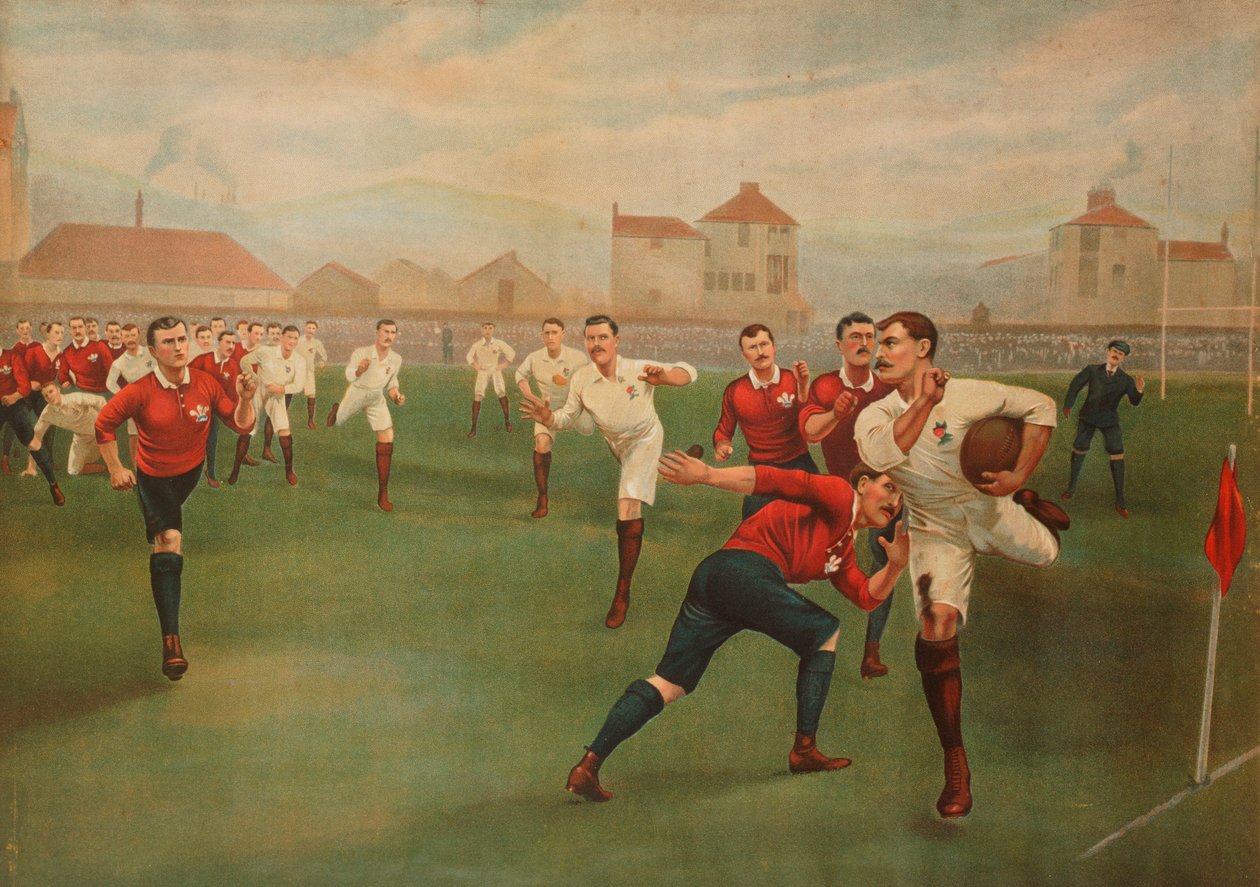 Vzácný tisk Anglie proti Walesu. 5. ledna 1895 ve Swansea od English School