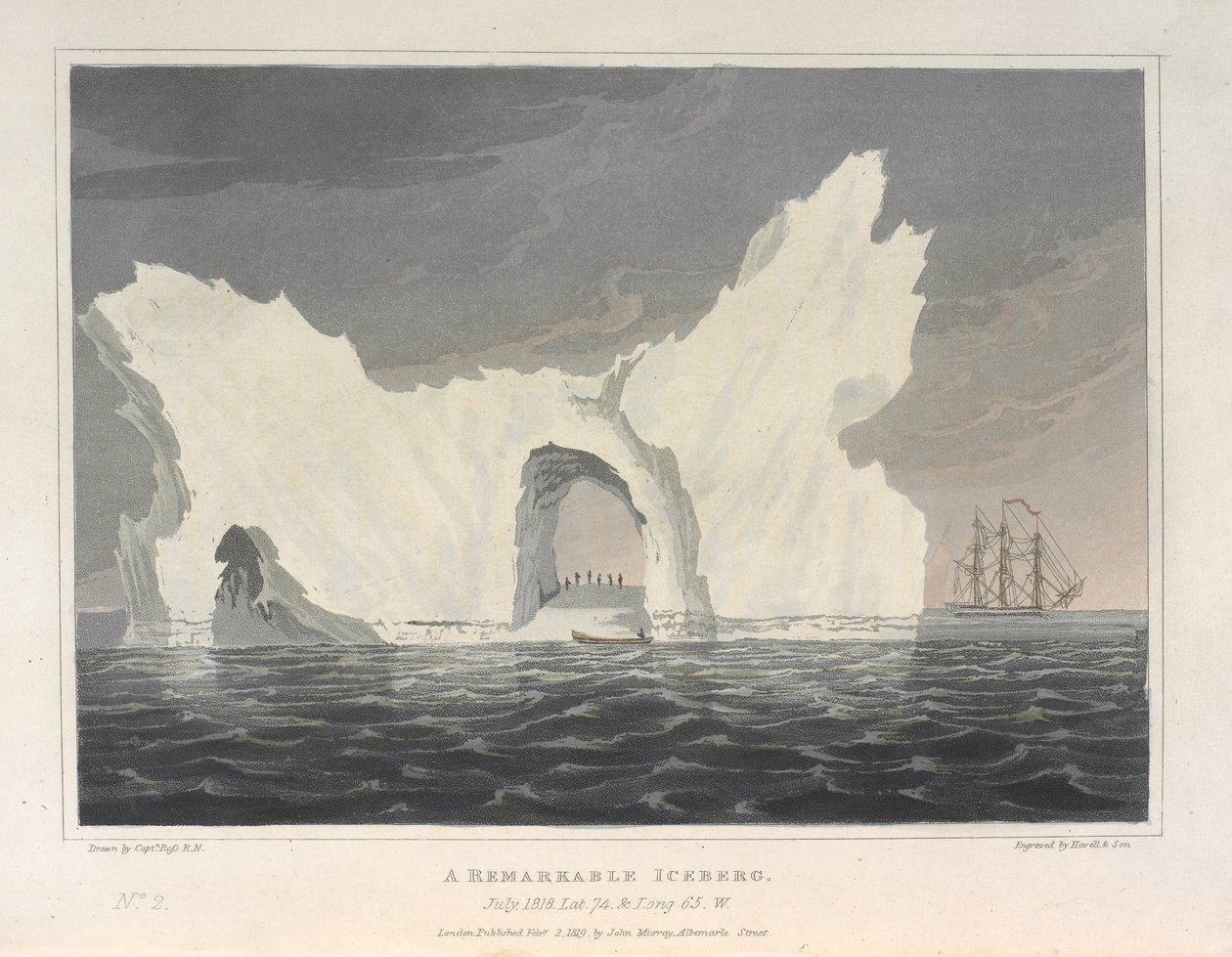 Pozoruhodný ledovec. Červenec 1818. Lat.74 & Long.64.W, z 