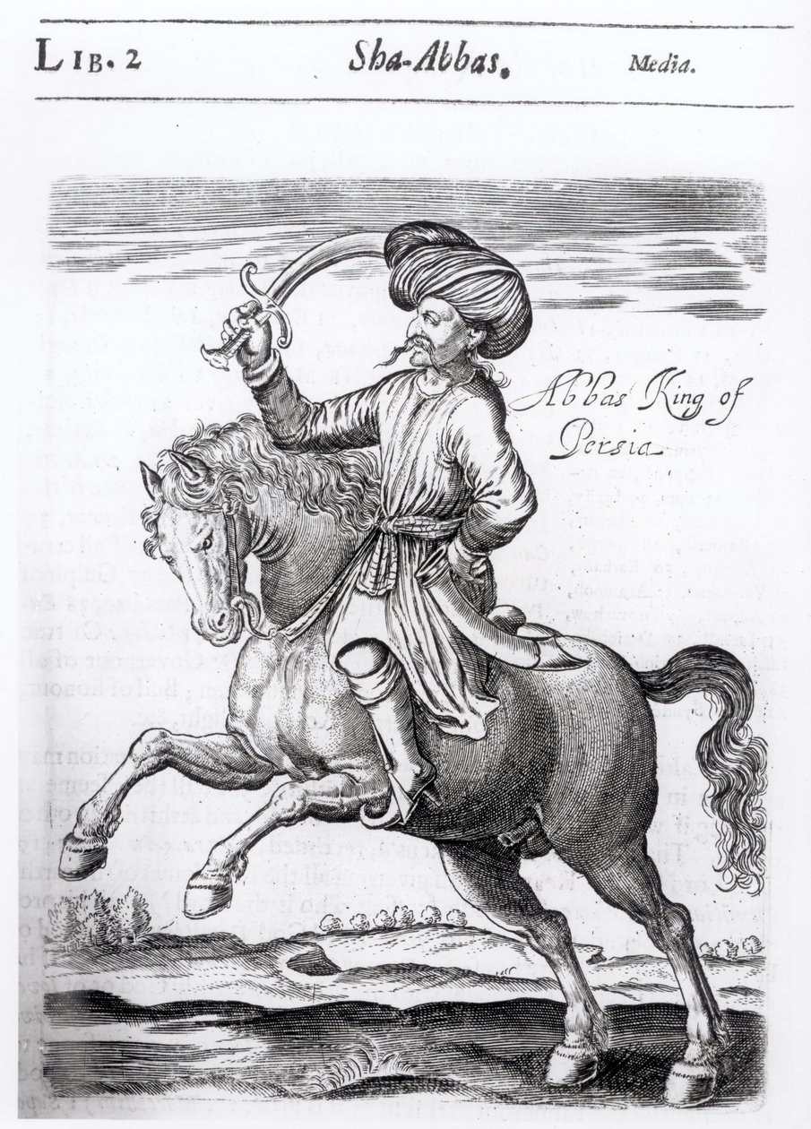 Abbáse, perského krále, z „Několik let cest do různých částí Asie a Afriky“ od Sira Thomase Herberta (1606–82), 1638 od English School