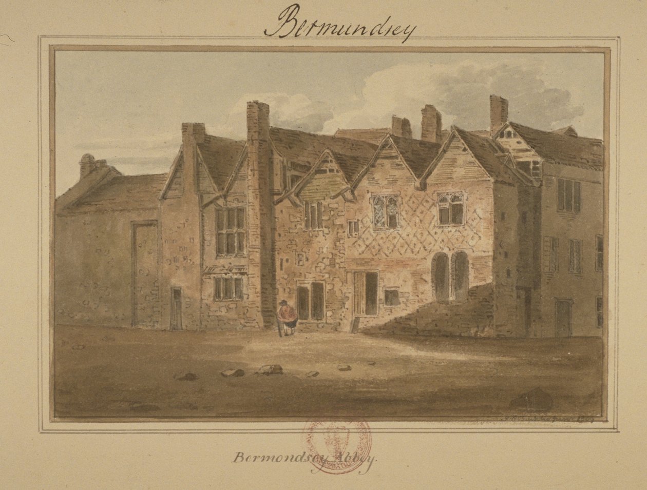 Abbey of St Saviour, Bermondsey, 1809 (wc na papíře) od English School