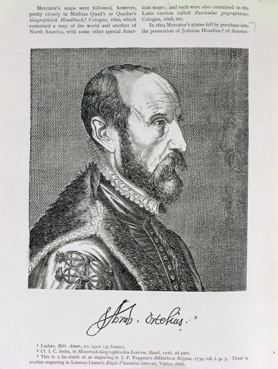 Abraham Ortelius (1527-98), ilustrace ze IV. dílu "Narrative and Critical History of America", 1886. od English School