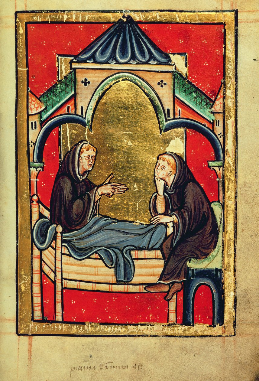 Přidejte 39943 f.21 Boisil, Cuthbertův převor v Melrose, na smrtelné posteli, z 