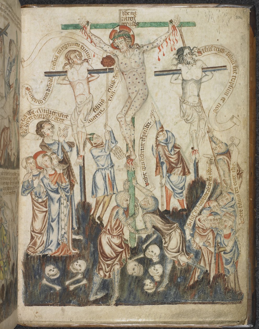 Přidat. 47682, f.32, Ukřižování, z Holkham Bible Picture Book, c.1320-30 (vellum) od English School