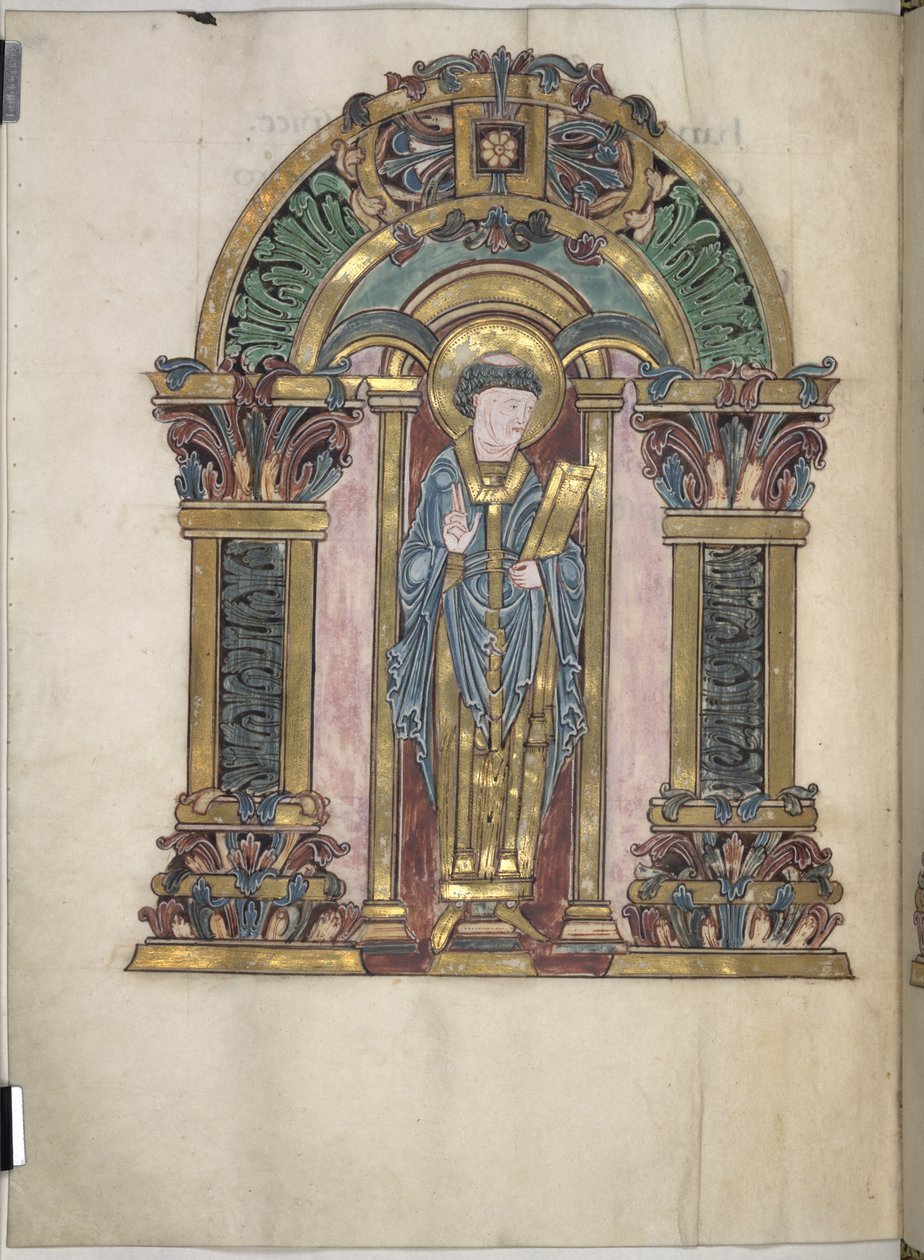 Přidat. 49598, f.97v, St Swithun, Benedictional of St Aethelwold, 971-984 (vellum) od English School