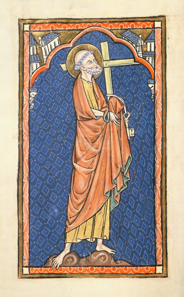 Přidejte 50 000 f.7v St. Peter, z Oscott Psalter, c.1270 (vellum) od English School