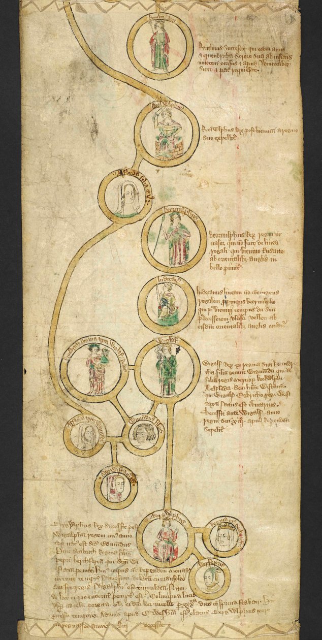 Přidejte MS 47170 EGMONT PAPERS. sv. CCLI „[A] kronika psaná latinsky a francouzsky s anglickými králi na obou stranách zobrazenými bratrem Waltera de Witteliseye, mnichem z kláštera Burgo San Pietro. Kéž se Bůh smiluje nad jeho duší. Amen