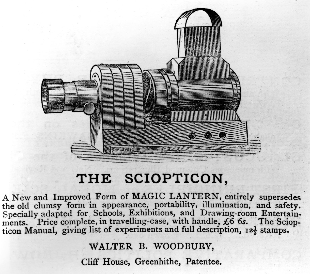 Reklama na The Sciopticon, c.1860 (tištěný papír) od English School