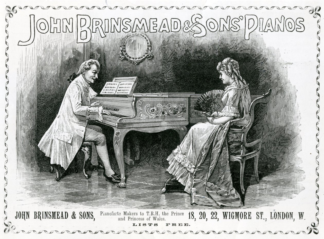 Reklama, John Brinsmead and Sons Pianos, ilustrace pro The Graphic, 4. července 1891 (rytina) od English School