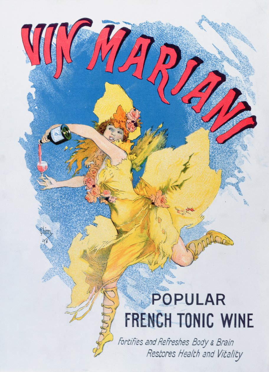 Reklama na Vin Mariani z časopisu Theatre, 1901 od English School
