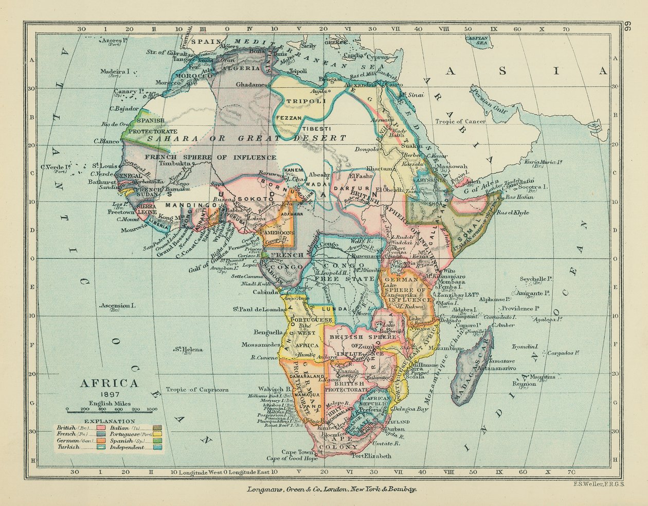 Afrika (barevná litografie) od English School