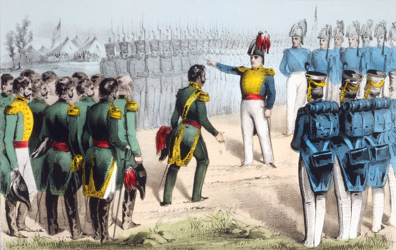 Po bitvě u Monterrey, mexický generál Pedro de Ampudia vydává město americkému generálovi Zacharymu Taylorovi během mexicko-americké války v letech 1846-48 od English School