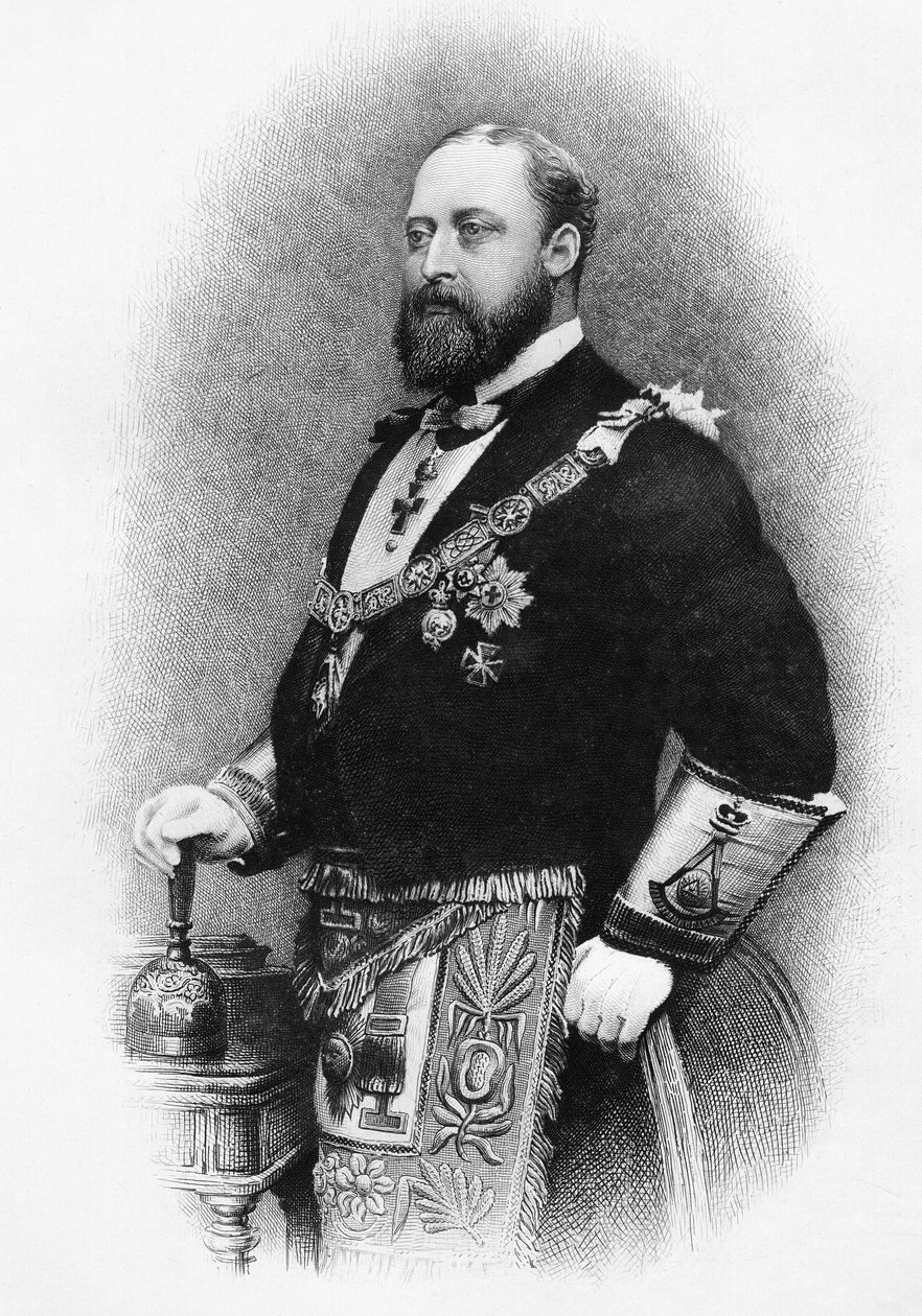 Albert Edward, princ z Walesu, z „Dějiny svobodného zednářství, svazek I“, vydané Thomasem C. Jackem, Londýn, 1883 od English School