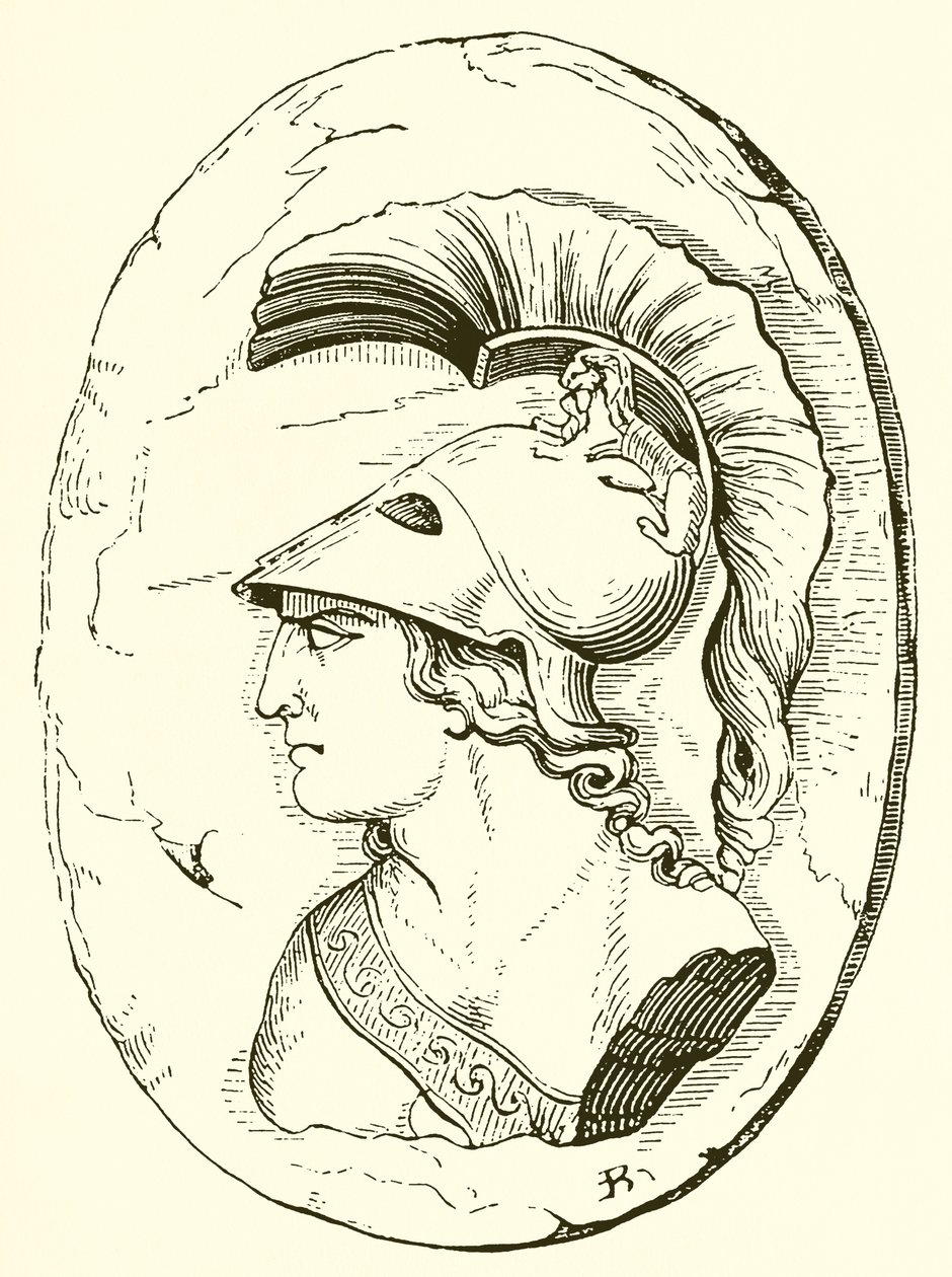 Alkibiades, z antické sochy (rytina) od English School