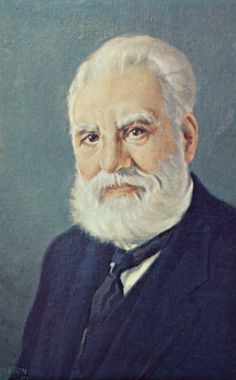 Alexander Graham Bell (1847-1922), skotský vědec a vynálezce (barevná litografie) od English School