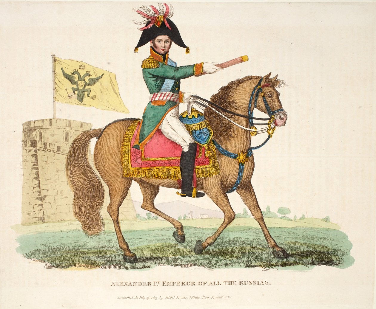 Alexandr I., císař všech Rusů, hospoda. od Richarda Evanse, ryl Romney, ilustrace z An Historical Account of the Battle of Waterloo od Williama Mudforda, 1816 od English School