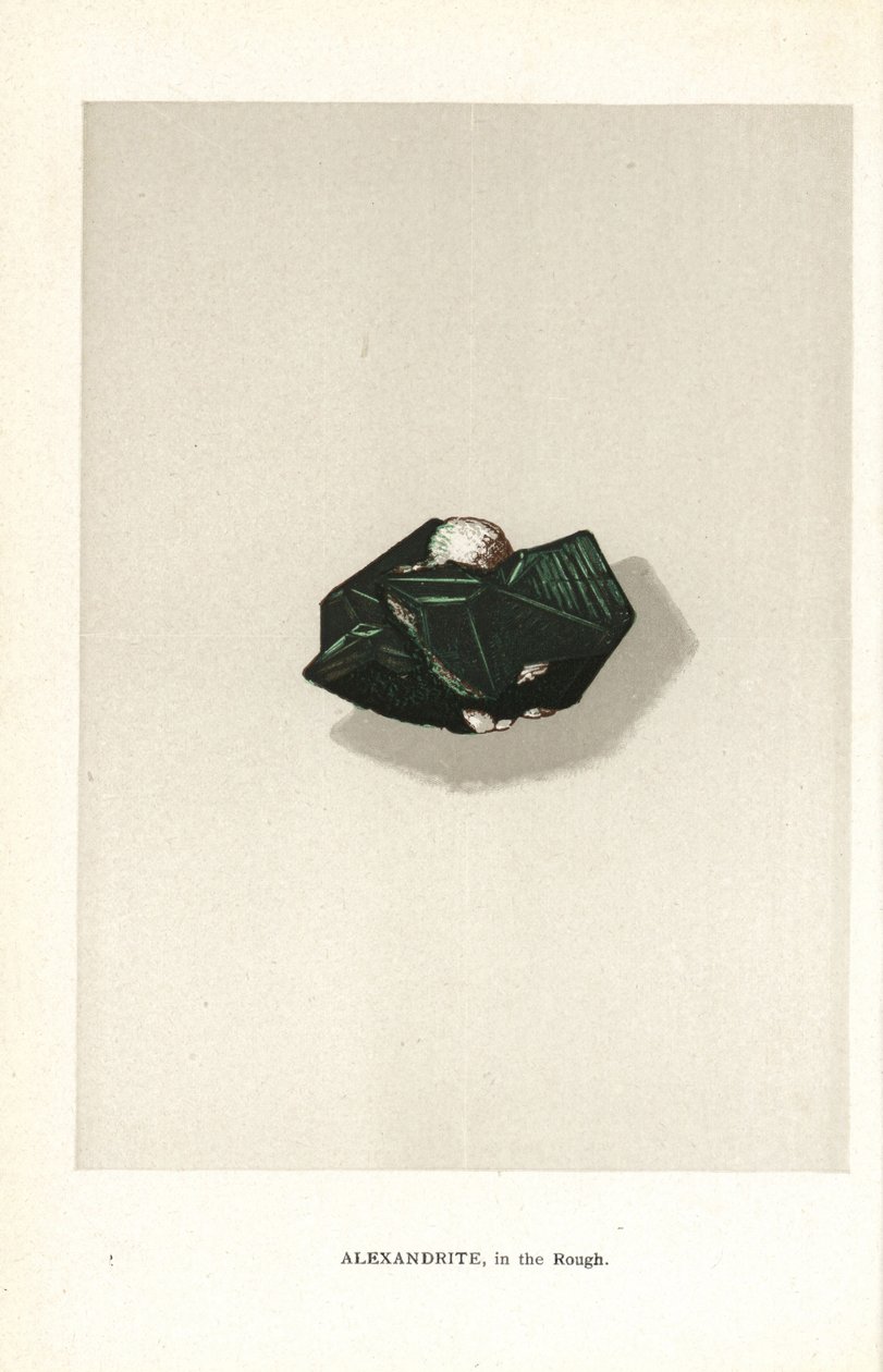 Alexandrit v drsném stavu, z knihy Edwina Streetera „Precious Stones and Gems“, London, George Bell & Sons od English School