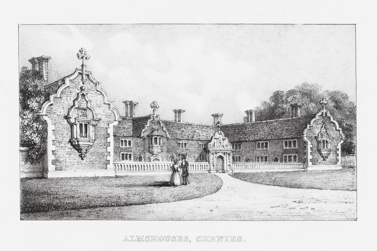 Almshouses, Chenies (rytina) od English School