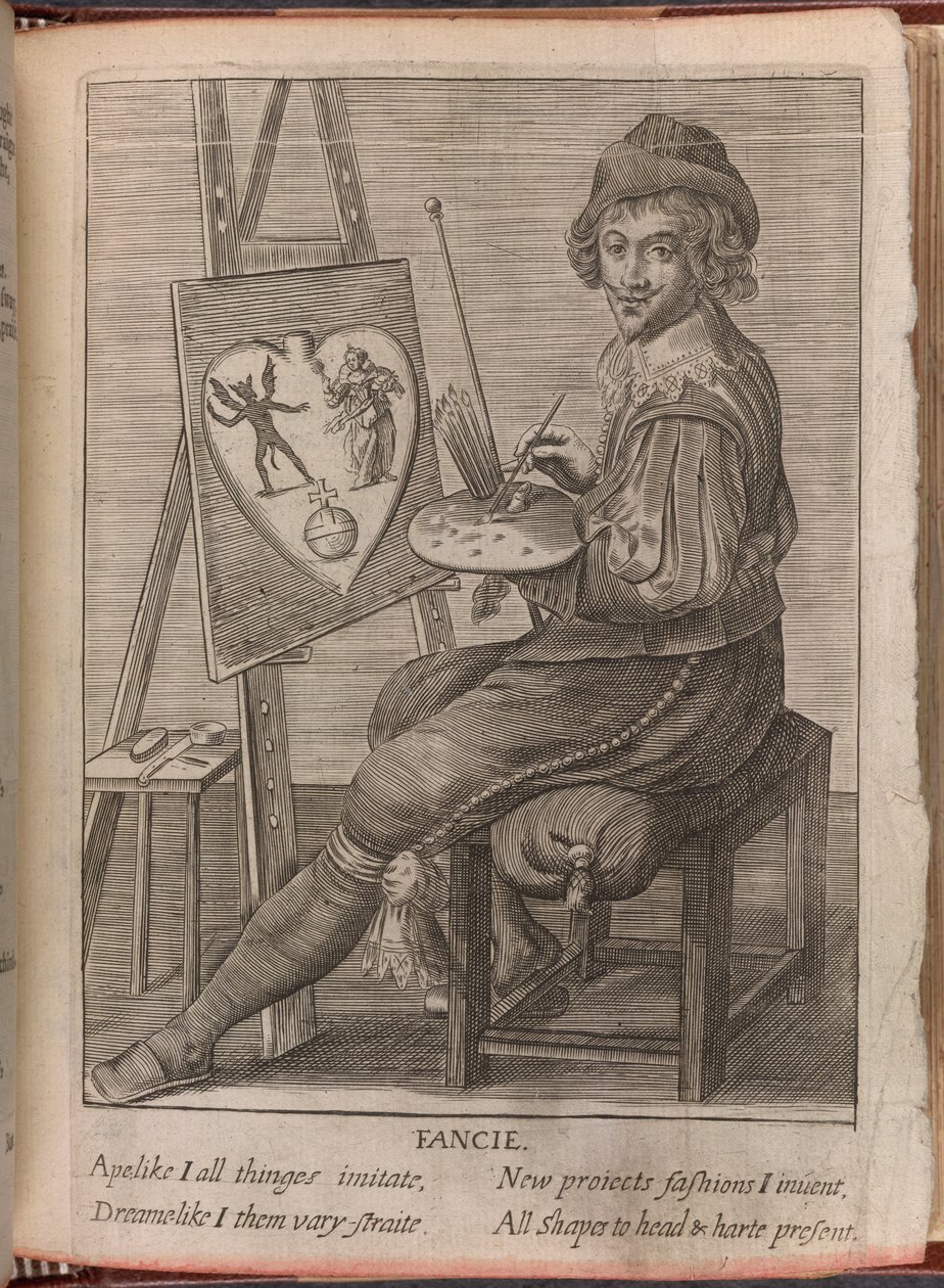 Umělec, ilustrace z „Práce pro nikoho kromě andělů a mužů“ od Sira Johna Daviese od English School