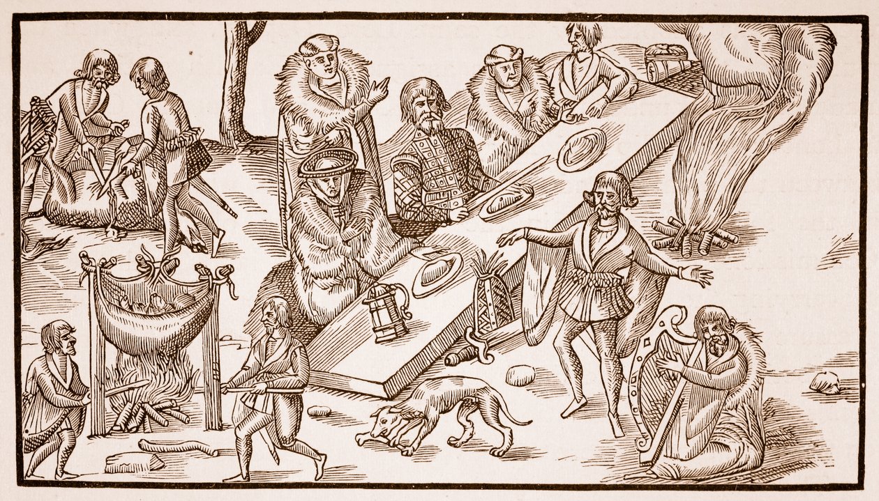 Irský banket, 1581 (sépiová fotografie) od English School