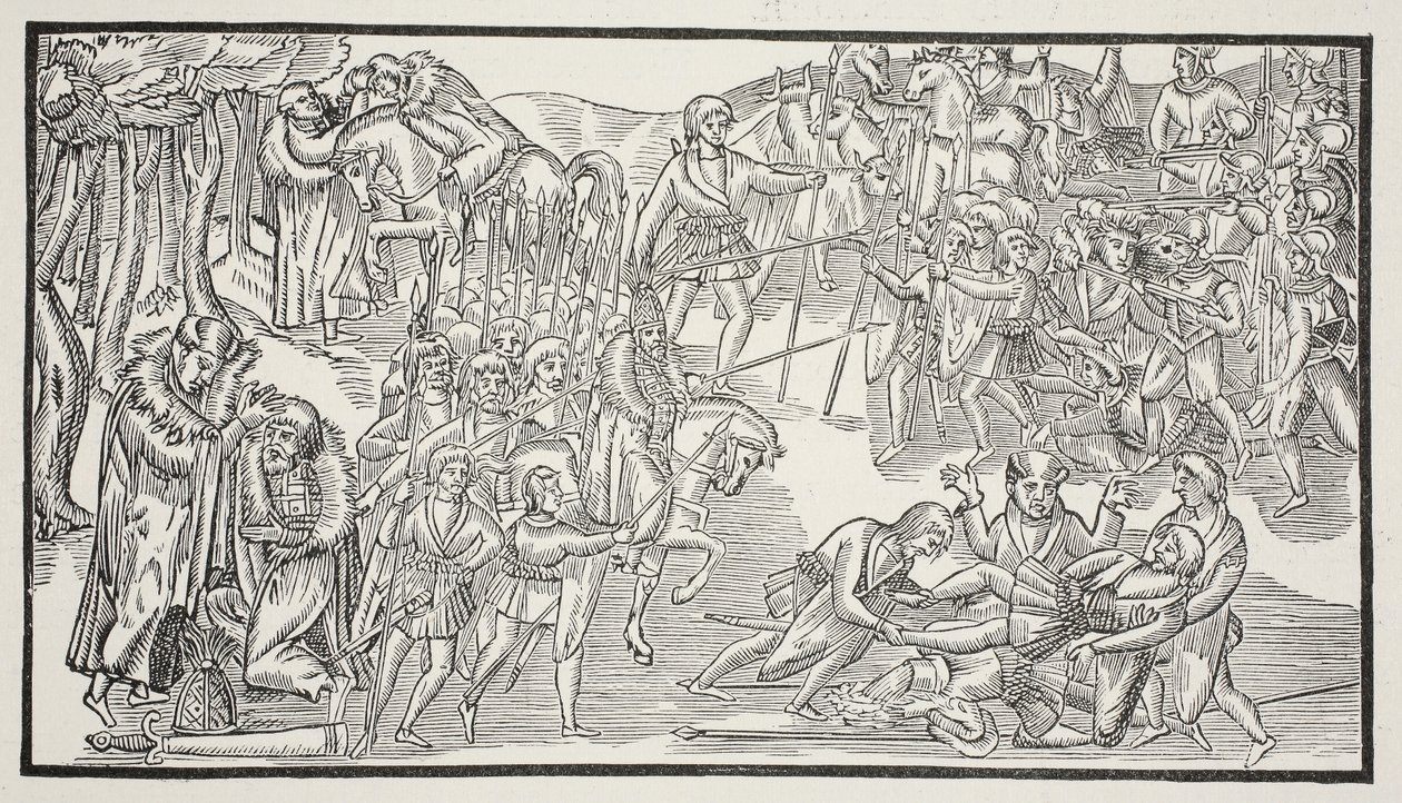 An Irish Chiefs Last Fight, 1581 (sépiová fotografie) od English School