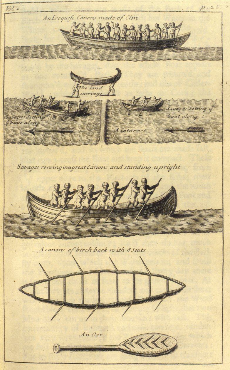 Iroque canow, 1703 od English School