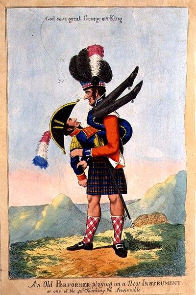 „Starý umělec hrající na nový nástroj“, vydáno 22. září 1803 (barevné lito) od English School