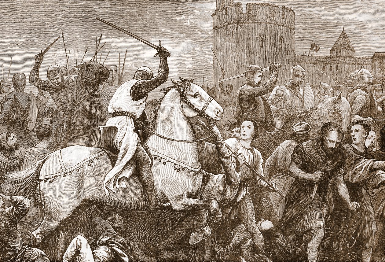 Raná papežská křížová výprava proti Valdenským, ilustrace z „Dějin protestantismu“ od Jamese Aitkena Wylie (1808-1890), hospoda. 1878 (rytina) od English School
