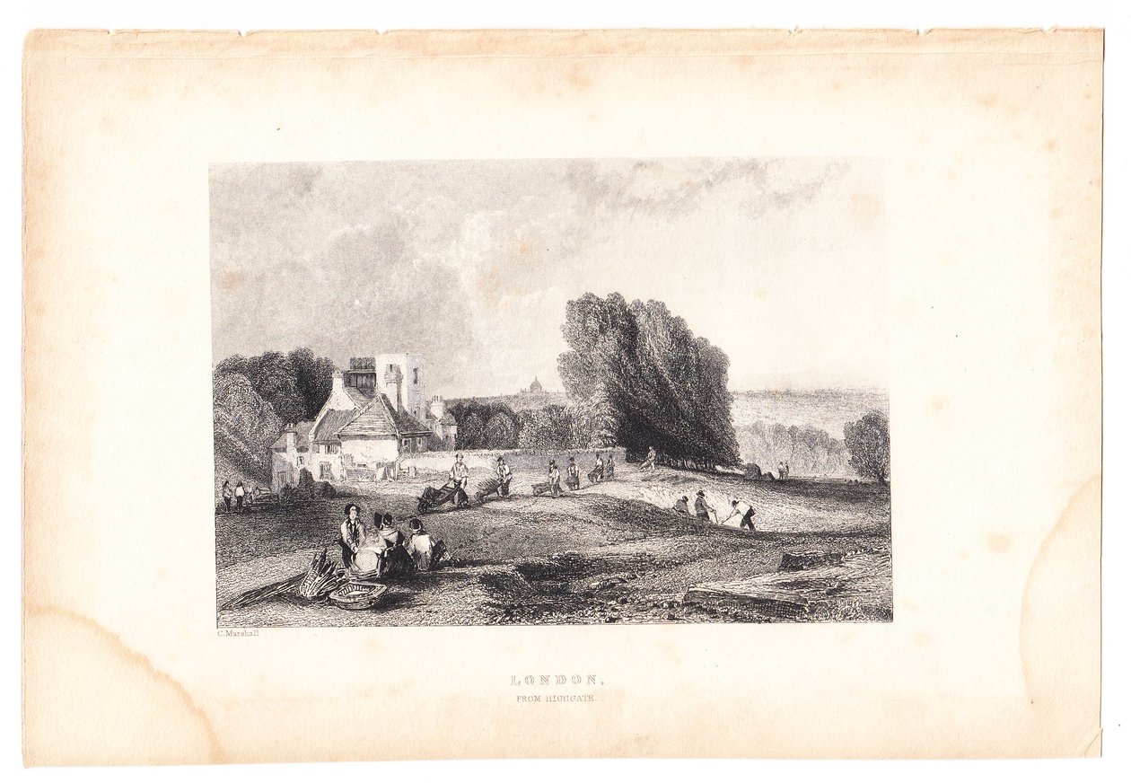 Rytina Londýna z Highgate, circa 1800 (rytina) od English School