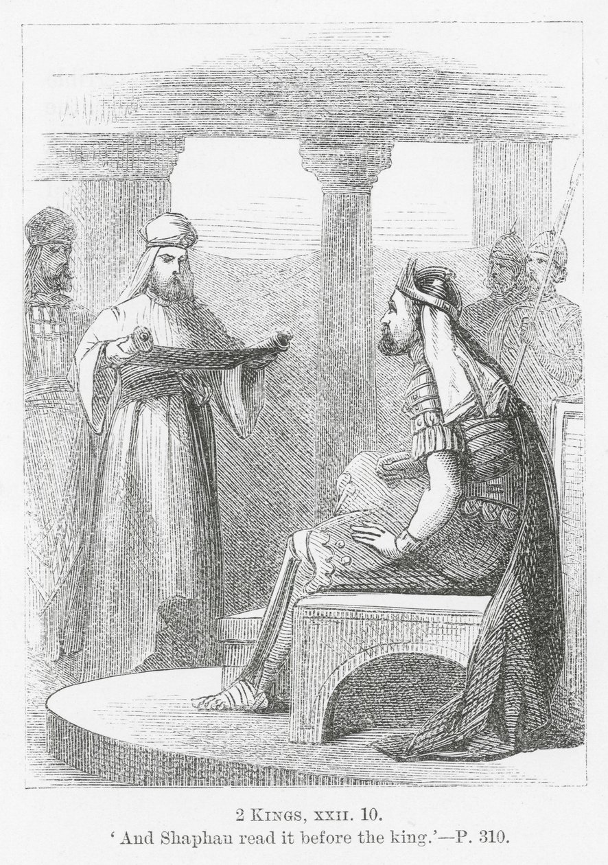 "A Šafan to před králem přečetl" (rytina). od English School