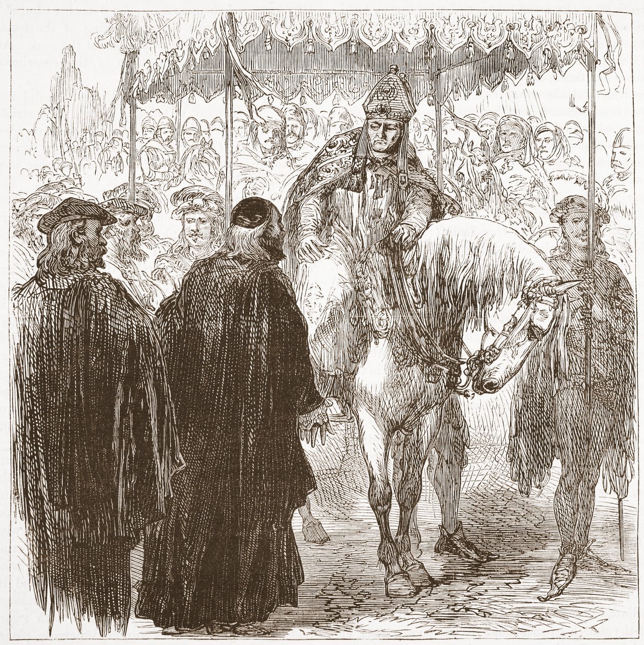 Arcibiskup Arundel v Oxfordu, ilustrace z Historie protestantismu od Jamese Aitkena Wylie (1808-1890), hospoda. 1878 od English School