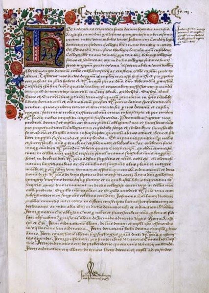 Archiv 9432 f.3 Strana textu s iluminovanou iniciálou 