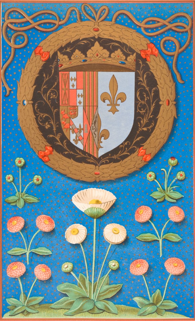 Zbraně a symbolické zařízení Marguerite Navarre, 1878 od English School