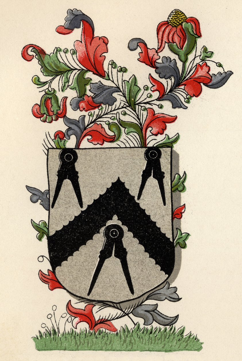 Zbraně udělené londýnské Carpenters Company, 6. Edward IV, 1466, z The History of Freemasonry, svazek II, vydané Thomasem C. Jackem, Londýn, 1883 od English School