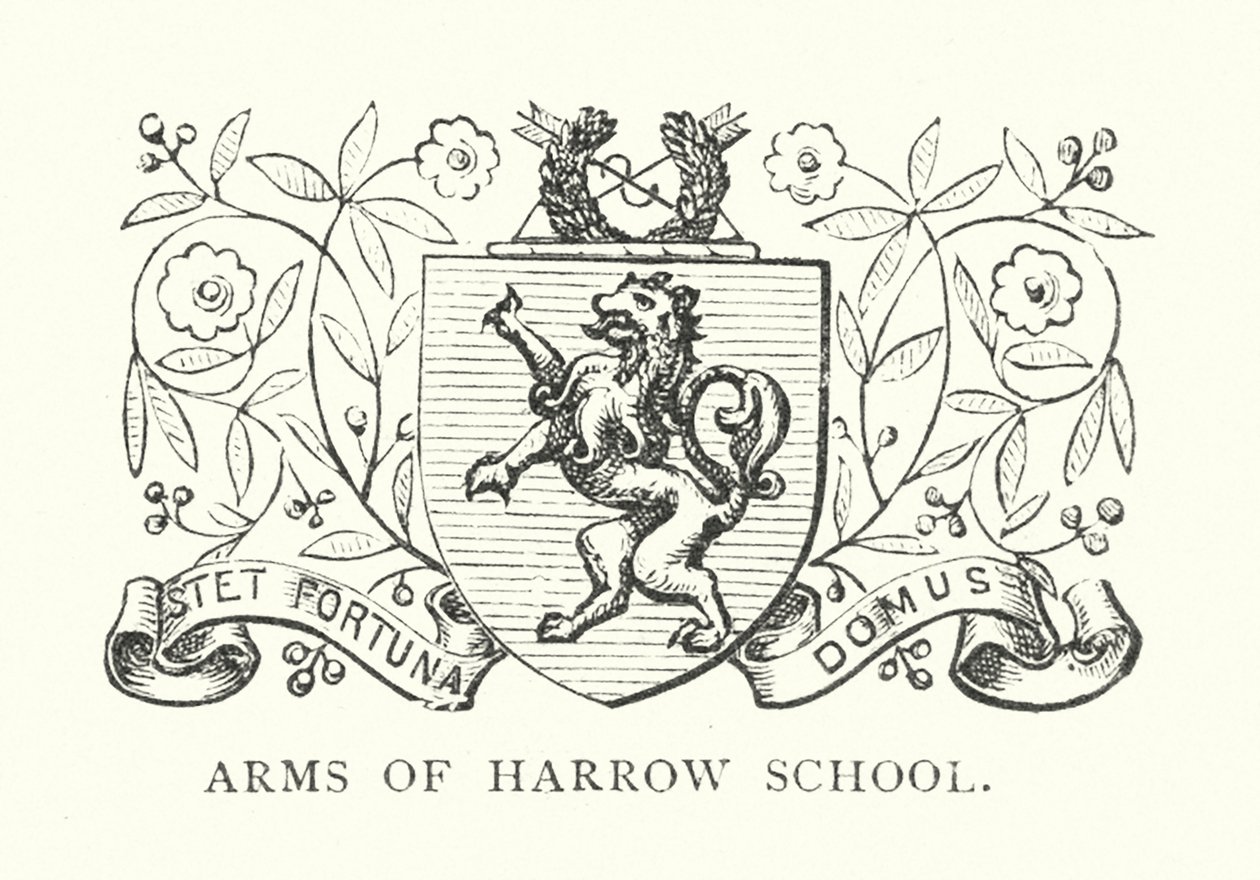 Znak školy Harrow (rytina) od English School