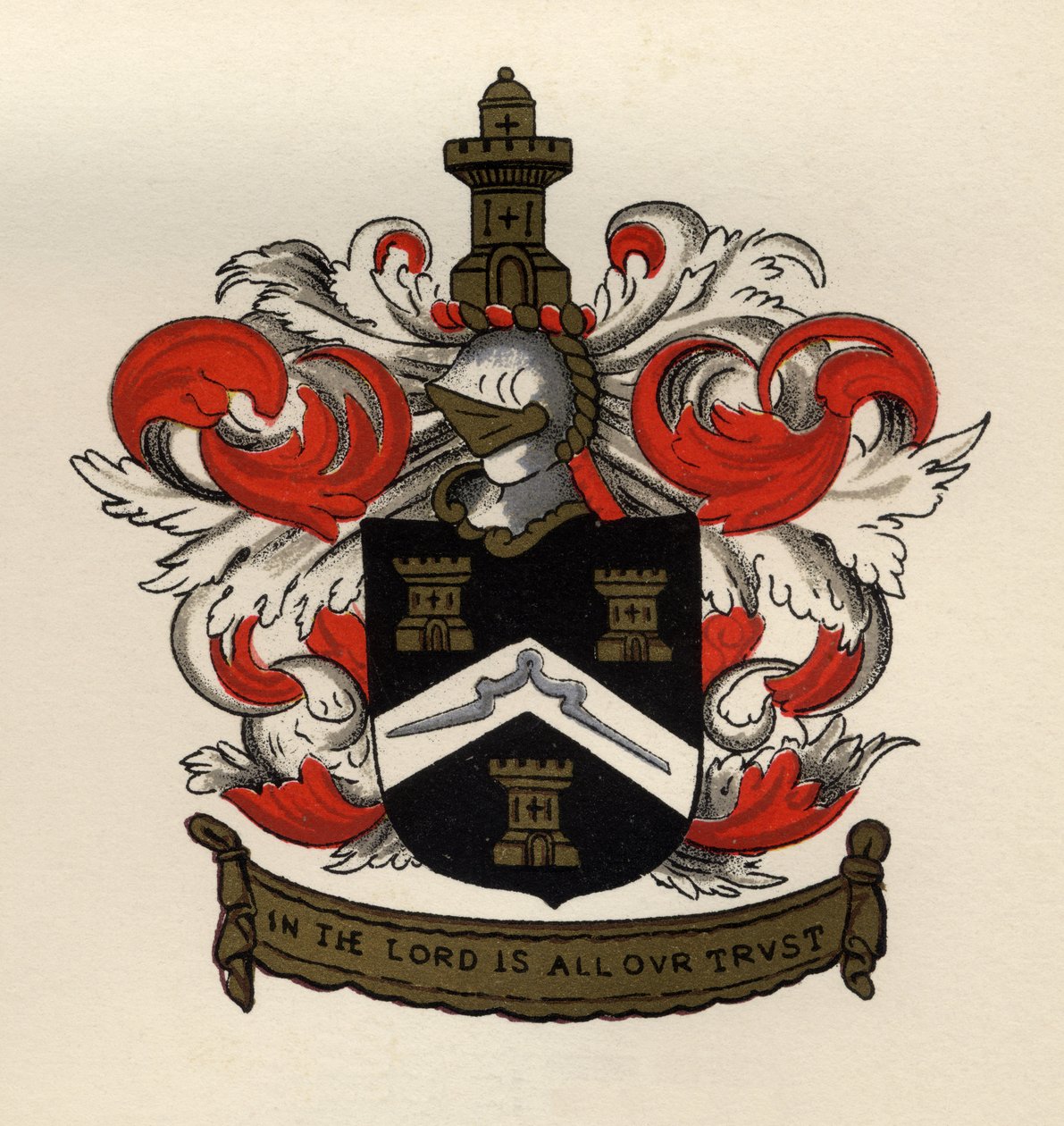 Arms of the Free Masons of the Gateshead Chapter, 1671, z The History of Freemasonry, svazek II, publikoval Thomas C. Jack, Londýn, 1883 od English School