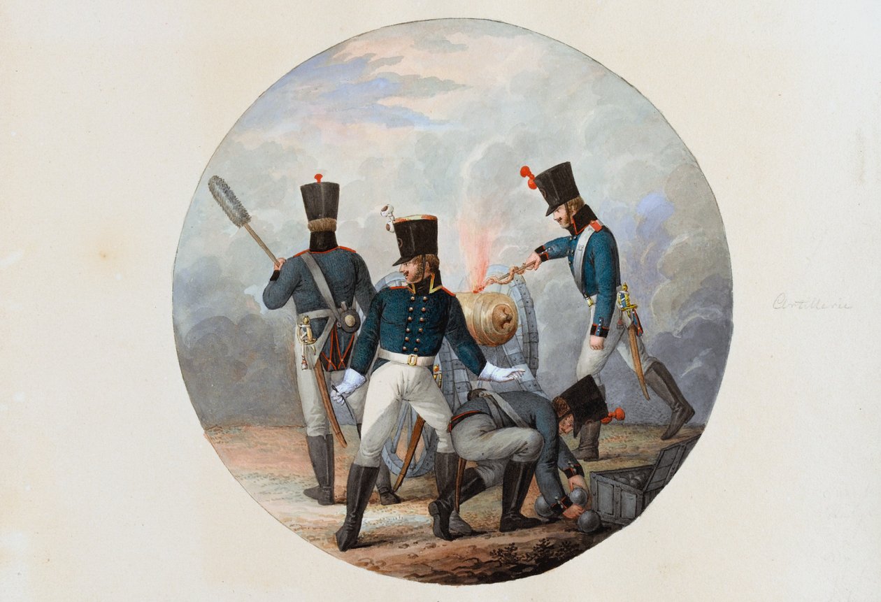 Artillery, c.1807 (akvarel na papíře) od English School