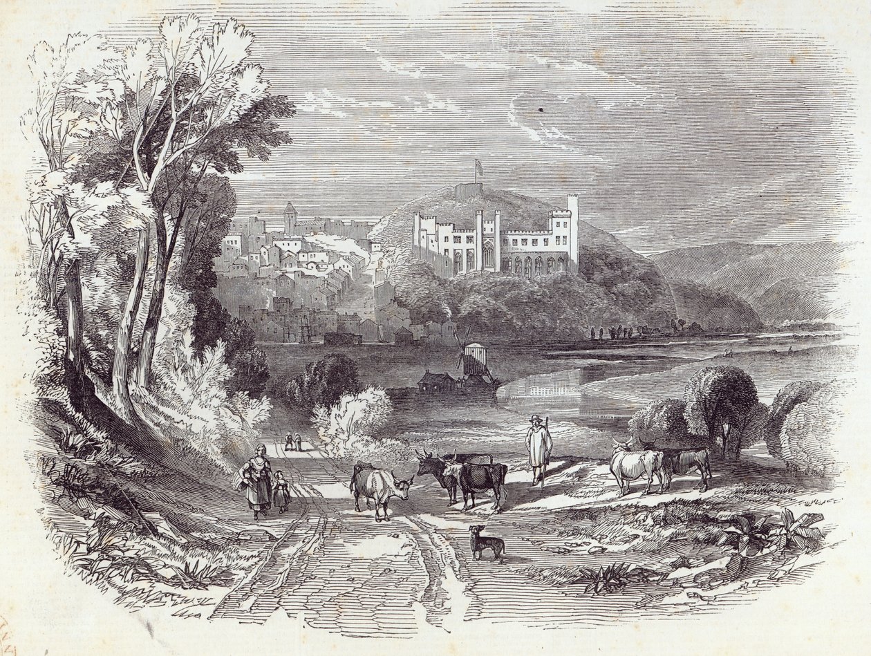 Hrad a město Arundel, z „The Illustrated London News“, 20. září 1845 (rytina) od English School