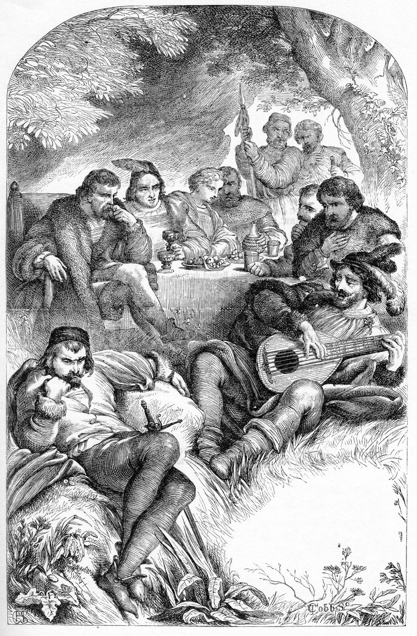 Jak se vám líbí – Ilustrace v „“ Works complete by William Shakespeare““ 1866 – Ilustrace a obecná forma tohoto vydání jsou vypůjčeny z Cassellova ilustrovaného Shakespeara, vydaného v Londýně od English School