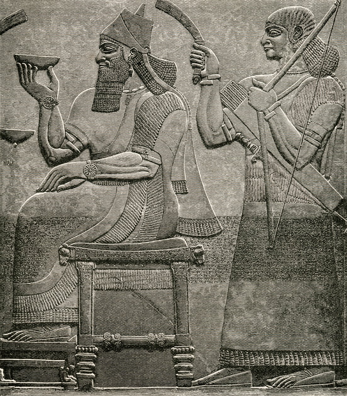 Ashur-nasir-pal II, z basreliéfu v Britském muzeu, z The Worlds Inhabitants od G.T. Bettany, publikoval 1888 od English School