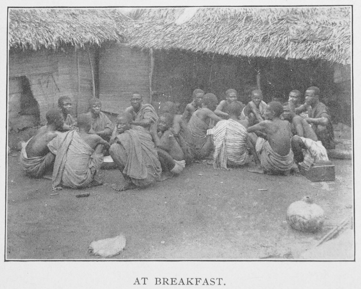 U snídaně, ilustrace z „V Africe les a džungle: aneb šest let mezi Joruby“, Rev. Richard H. Stone, kolem roku 1899 (fotomechanický tisk) od English School