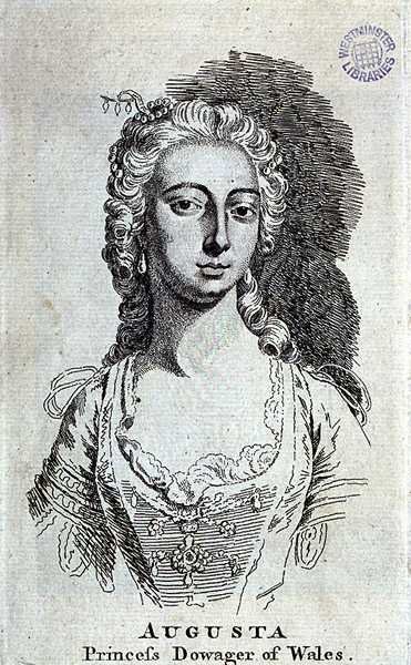 Augusta, princezna vdova z Walesu (1719-72), kolem 1751 (rytina) od English School