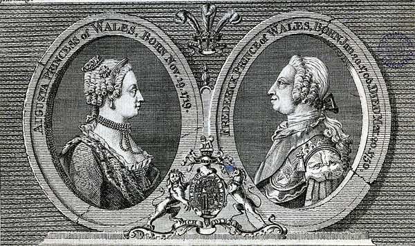 Augusta, princezna z Walesu (1719-72) a Frederick Louis, princ z Walesu (1707-51), památník z Gentleman