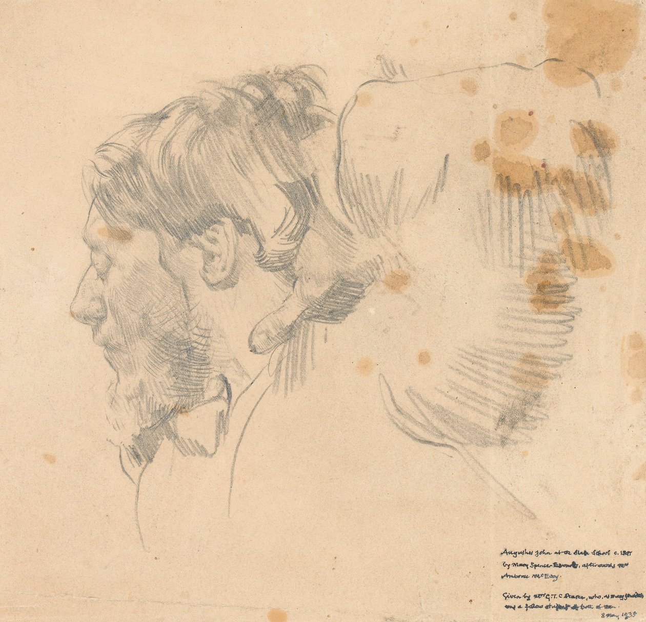 Augustus John na Slade School of Art, c.1897 (grafit na papíře) od English School