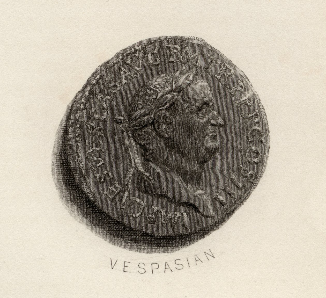 Mince Aureus, z doby Vespasianus, Titus Flavius Vespasianus od English School