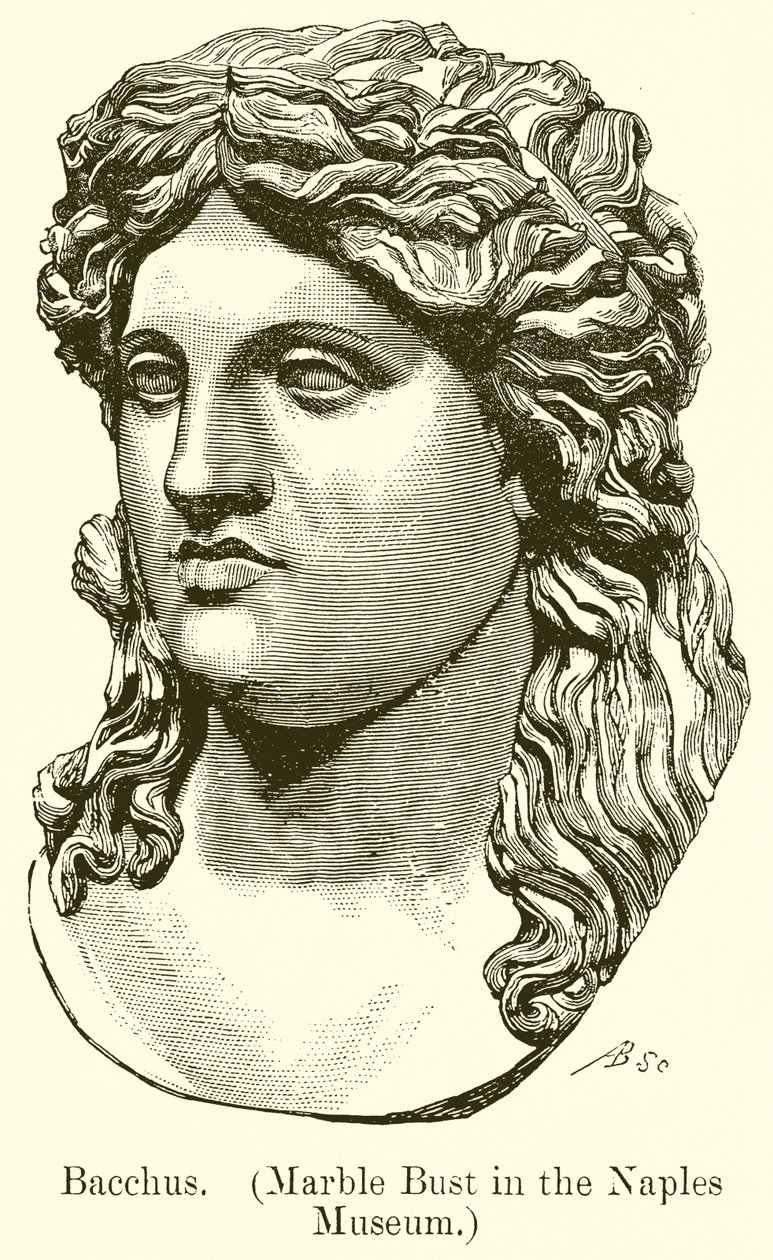 Bacchus. (Mramorová busta v Neapolském muzeu) (rytina) od English School