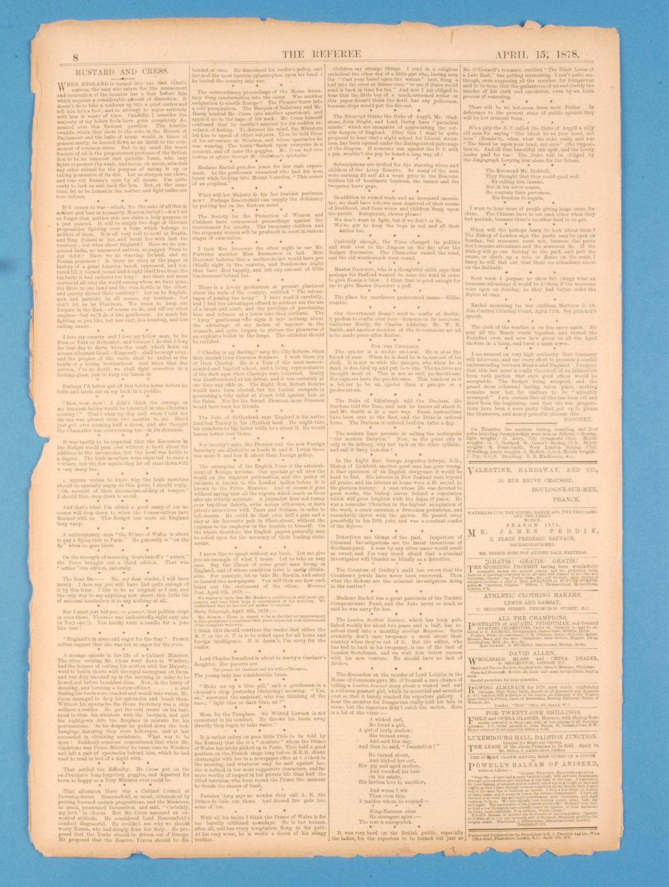 Zadní strana Rozhodčí, č.35. 15. dubna 1878 od English School